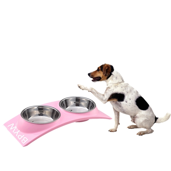 Camber Shaped Double Pet Bowls - Image 1