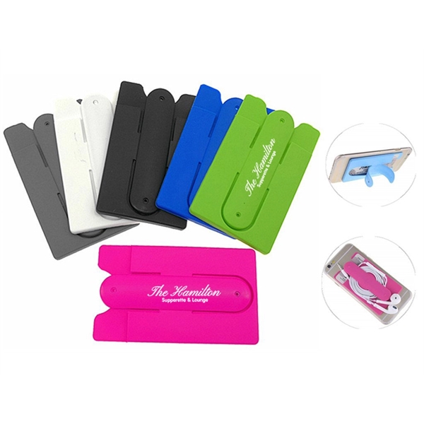 Silicon Cards Holder with Cell Phone Stand - Image 1