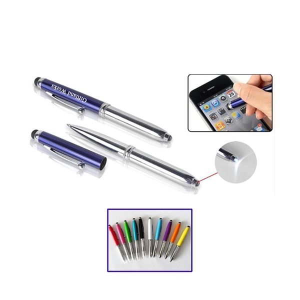 Metal Stylus Pen With LED Light Three In One Design - Image 1