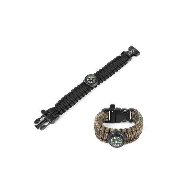 Compass Paracord Bracelet With Whistle - Image 1