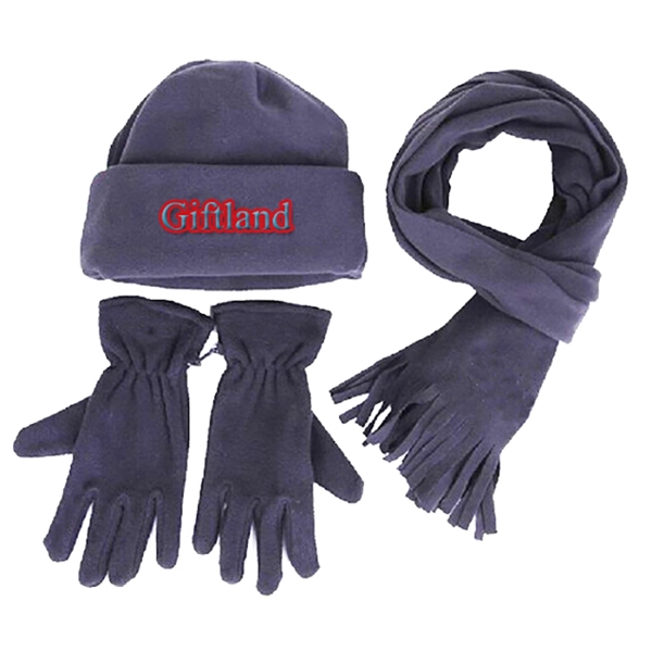 Winter Polar Fleece Scarf Hat Gloves Three-Piece Set - Image 1