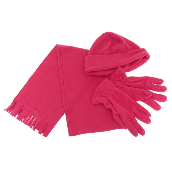 Winter Polar Fleece Scarf Hat Gloves Three-Piece Set - Image 2