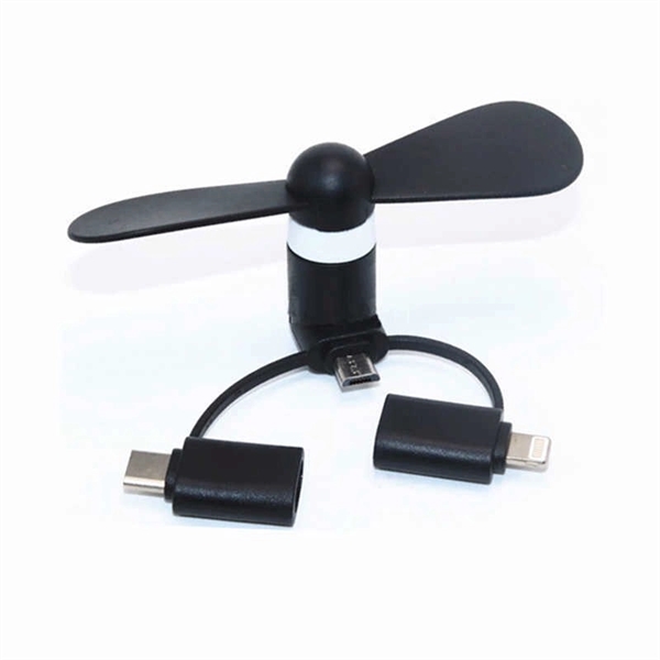 USB Mini fan with 3 in one connector with USB Type C - Image 2