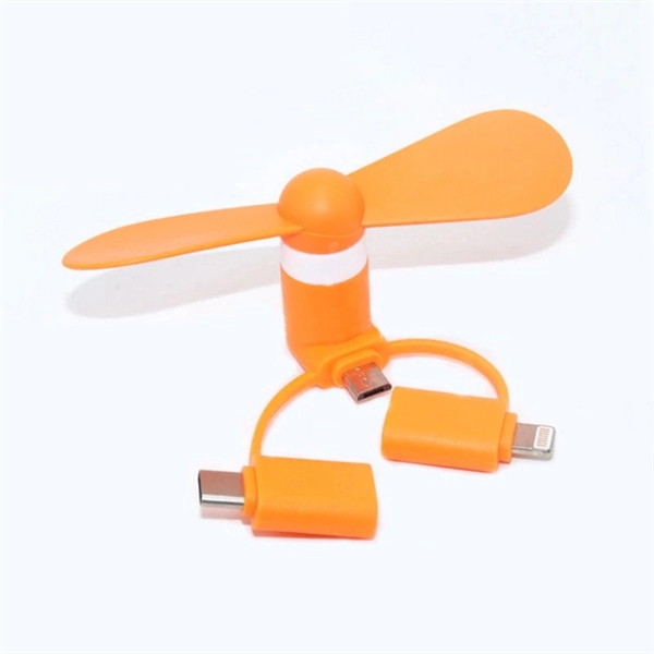 USB Mini fan with 3 in one connector with USB Type C - Image 3