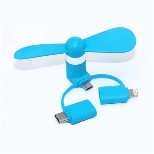 USB Mini fan with 3 in one connector with USB Type C - Image 4