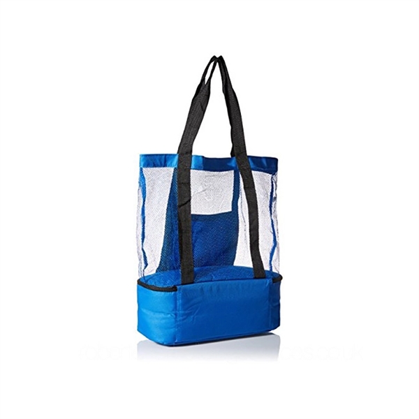Beach Tote Cooler Bag With Handle And Mesh Pocket - Image 3