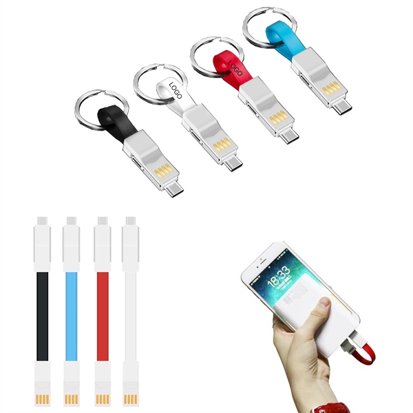 3 in 1 Short Magnetic Keyring Charging Cable - Image 1