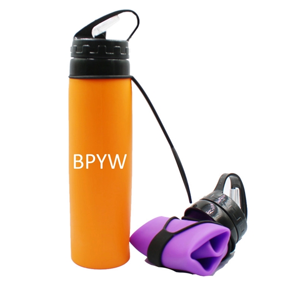 Silicone Outdoor collapsible folding sport water bottle - Image 3