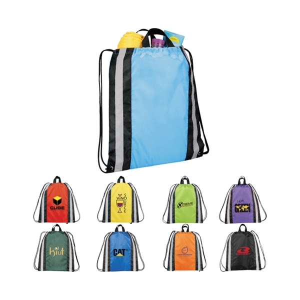 Custom Non-woven Reflective Drawstring Backpack. - Image 2