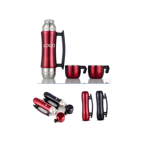 Stainless Steel Travel Thermos With Two Cups Thermos Mug - Image 1