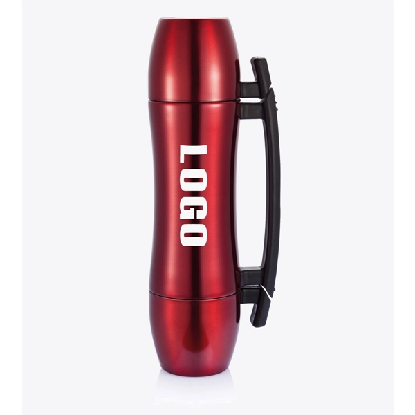 Stainless Steel Travel Thermos With Two Cups Thermos Mug - Image 2