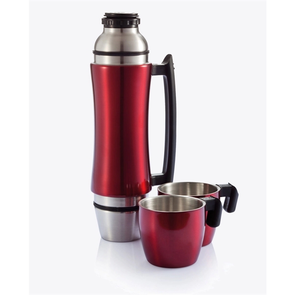 Stainless Steel Travel Thermos With Two Cups Thermos Mug - Image 4