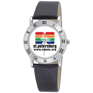 Unisex silver case watch