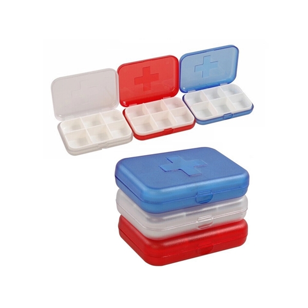 Pocket Pill Organizer Or Pill Box Or Pill Case With 6 Grids  - Image 2