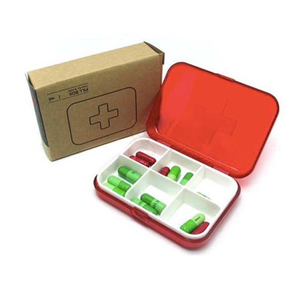 Pocket Pill Organizer Or Pill Box Or Pill Case With 6 Grids  - Image 3