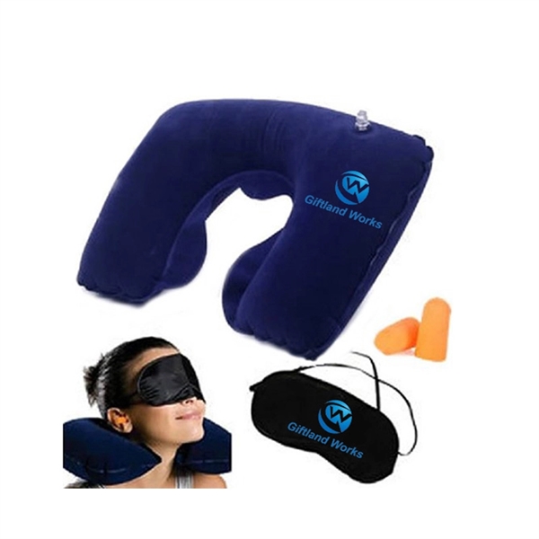 Travel Inflatable Pillow Set Including Eye Mask And Earplug - Image 2