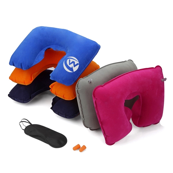 Travel Inflatable Pillow Set Including Eye Mask And Earplug - Image 1
