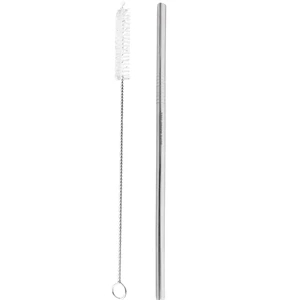 Stainless Steel Metal Straight Straw and cleaning brush.