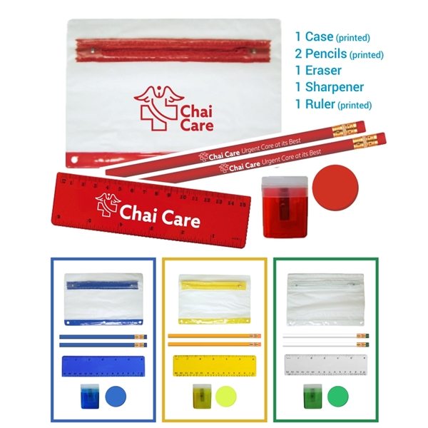 School Kit - Eco Pencils - Sharpener - Ruler - Round Eraser - Image 1