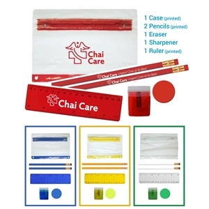 School Kit - Eco Pencils - Sharpener - Ruler - Round Eraser