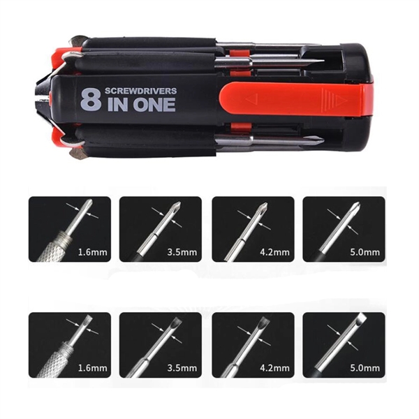 8 In One Light-Up Folding Pocket Screwdriver Set - Image 2