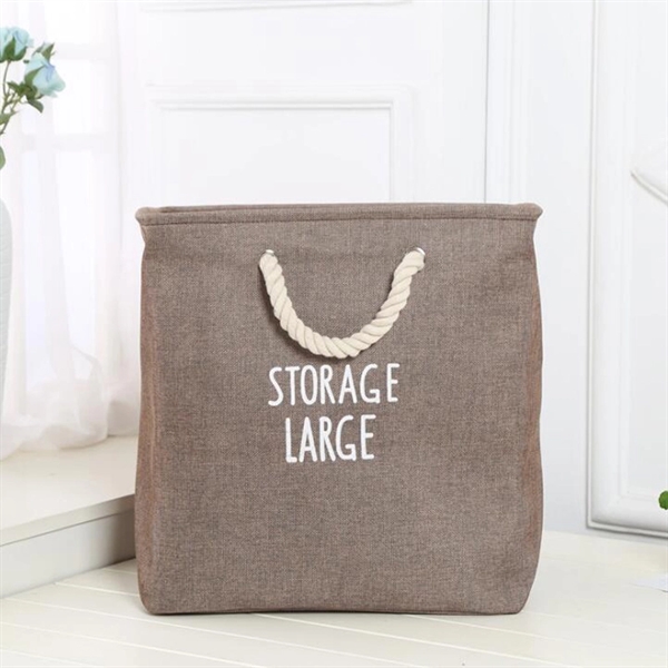 Collapsible Clothes Or Blankets Organizer Basket Burlap  - Image 3