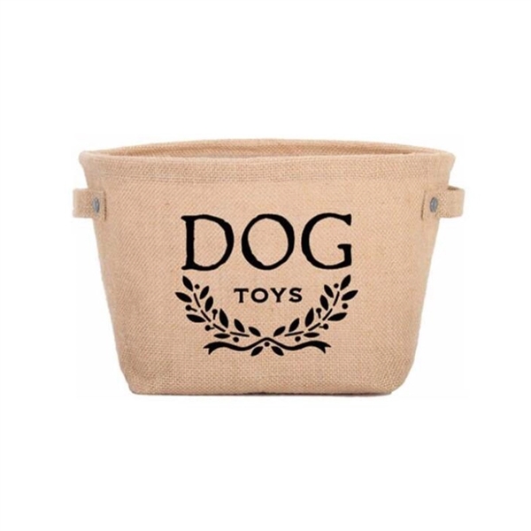 Collapsible Dog Toy Organizer Basket Burlap Or Linen  - Image 3