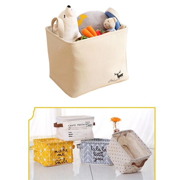 Custom Collapsible Jute Organizer Basket Burlap Or Linen  - Image 2