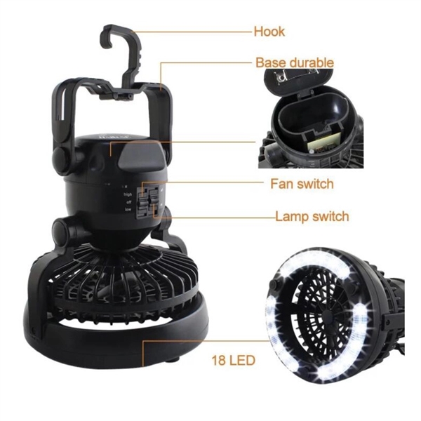 2 IN1 Portable LED Camping Lantern with Ceiling Fan  - Image 13