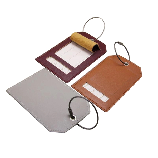 Leather Luggage Tag Or Bag Tag With Privacy Cover - Image 2