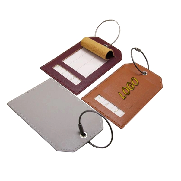 Leather Luggage Tag Or Bag Tag With Privacy Cover - Image 1