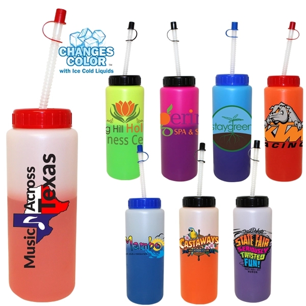 32 oz. Mood Sports Bottle With Flexible Straw, Full Color Di - Image 10