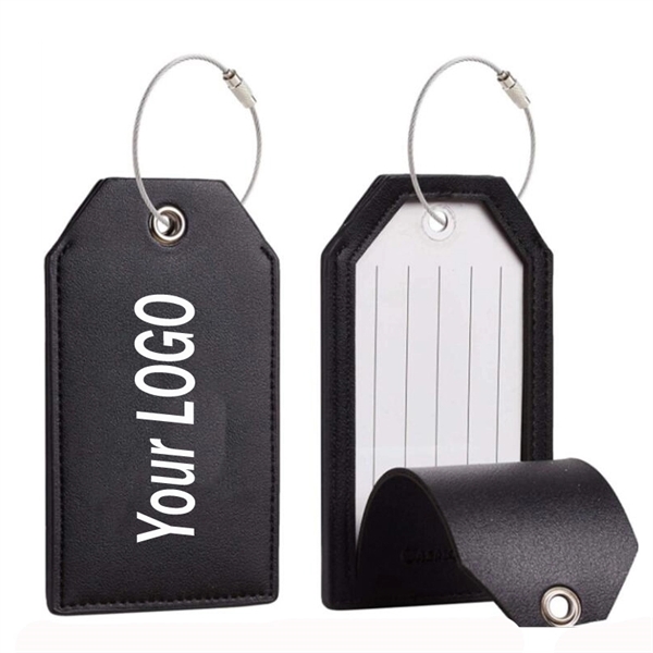 Leather Luggage Tag Or Bag Tag With Privacy Cover - Image 2
