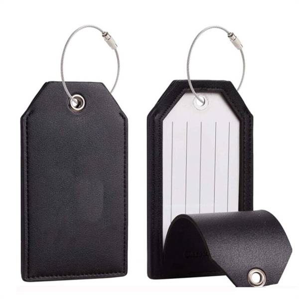 Leather Luggage Tag Or Bag Tag With Privacy Cover - Image 3