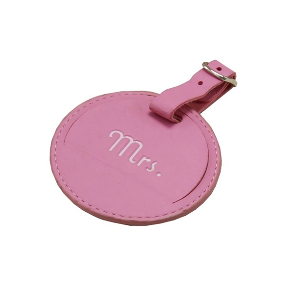Round Shape Leather Luggage Tag Or Bag Tag With Privacy Cove - Image 2