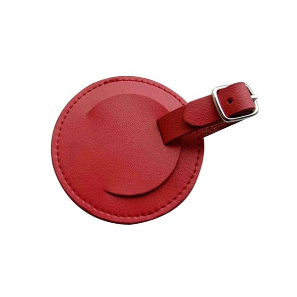 Round Shape Leather Luggage Tag Or Bag Tag With Privacy Cove - Image 4