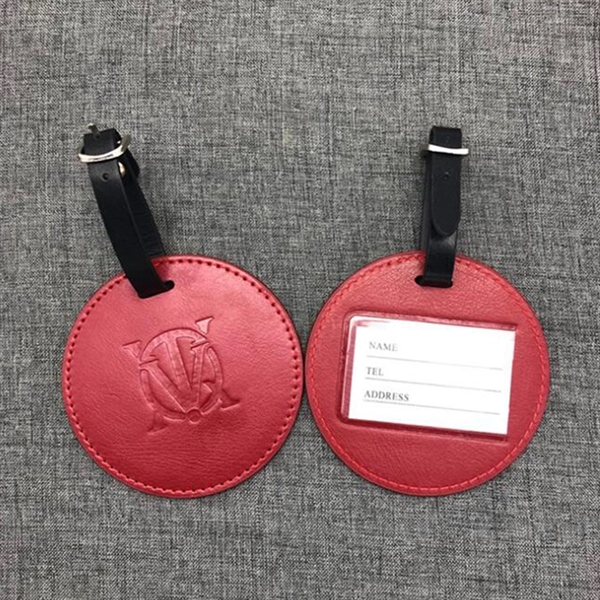 Round Shape Cheap Leather Luggage Tag Or Bag Tag - Image 1