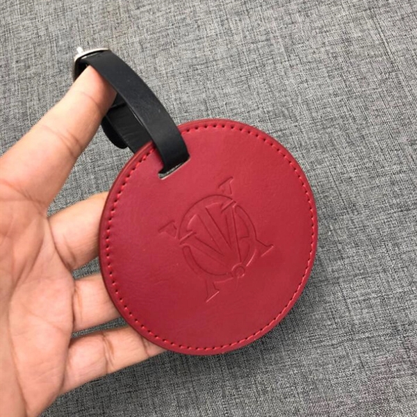 Round Shape Cheap Leather Luggage Tag Or Bag Tag - Image 2