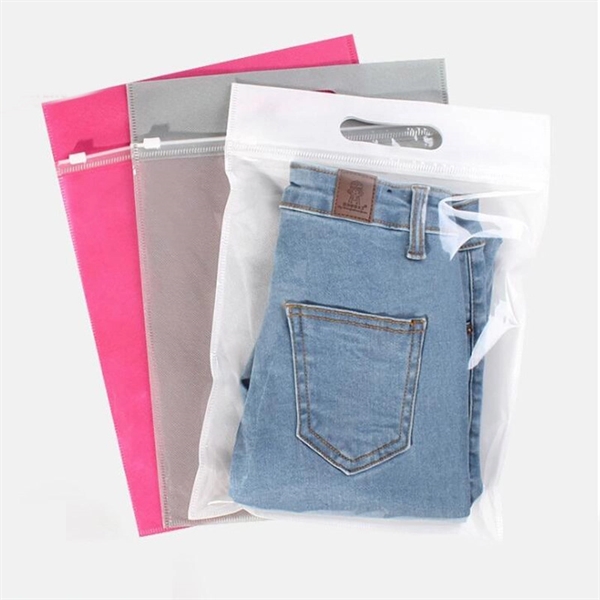 Custom Plastic Non Woven Clothes Packaging Bag With Zipper - Image 4