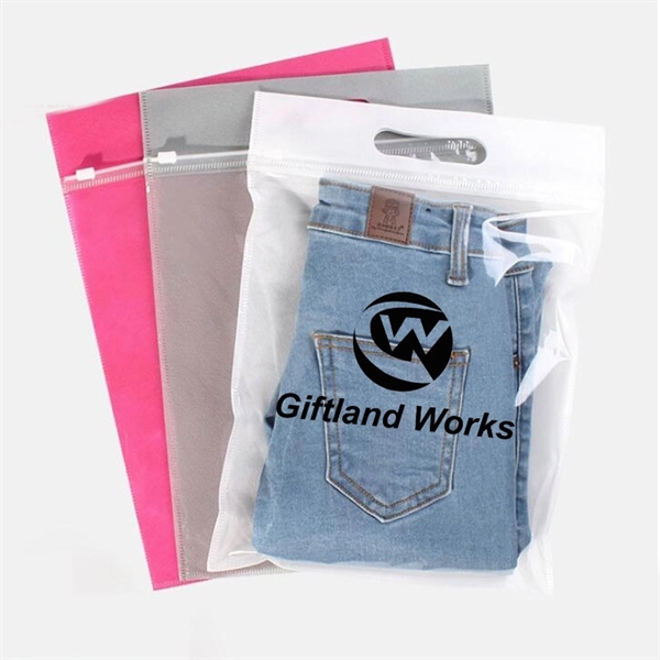 Custom Plastic Non Woven Clothes Packaging Bag With Zipper - Image 5