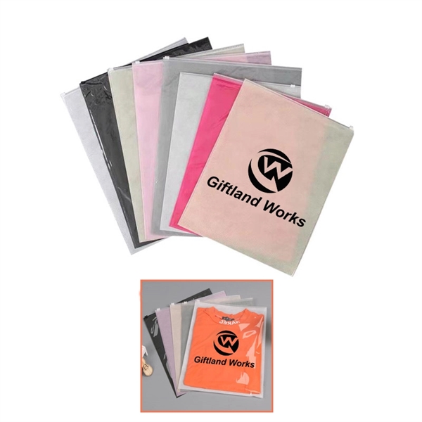 Custom Plastic Non Woven Clothes Packaging Bag With Zipper - Image 1