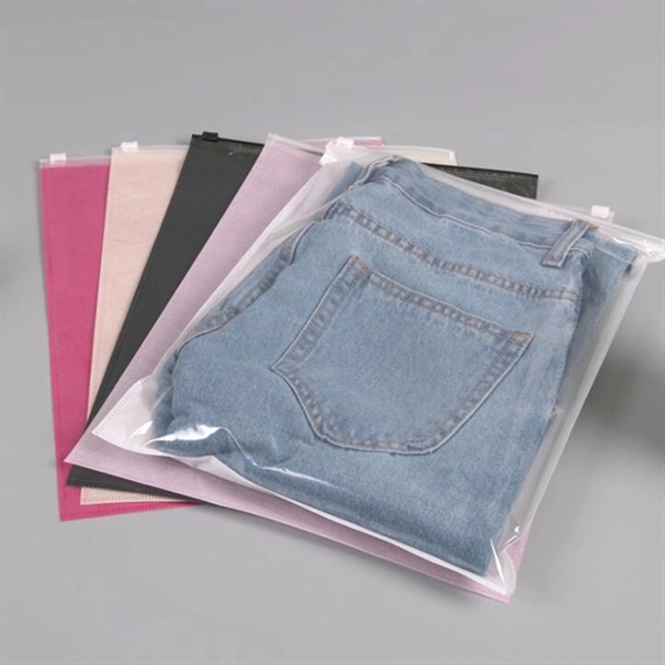 Custom Plastic Non Woven Clothes Packaging Bag With Zipper - Image 5