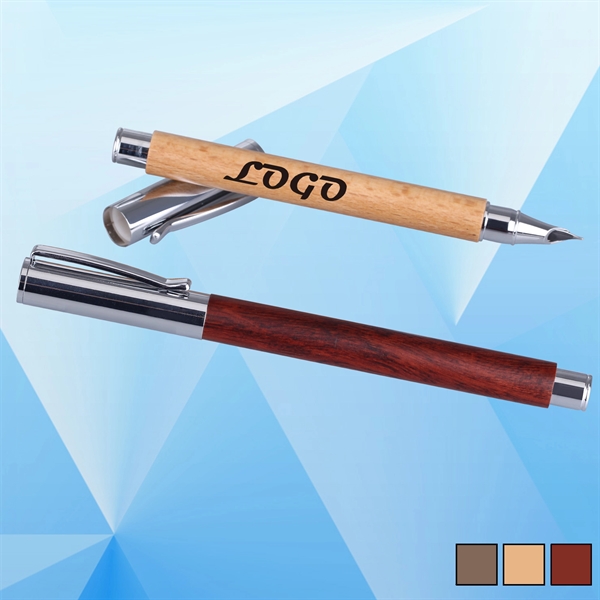 Business Fountain Pen w/ Wooden Barrel - Image 1