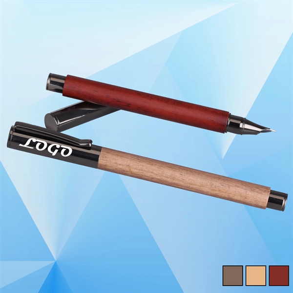 Wooden Fountain Pen w/ Clip Barrel - Image 1