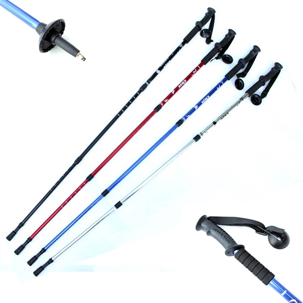 Adjustable Anti Shock Trekking Poles with Compass - Image 1