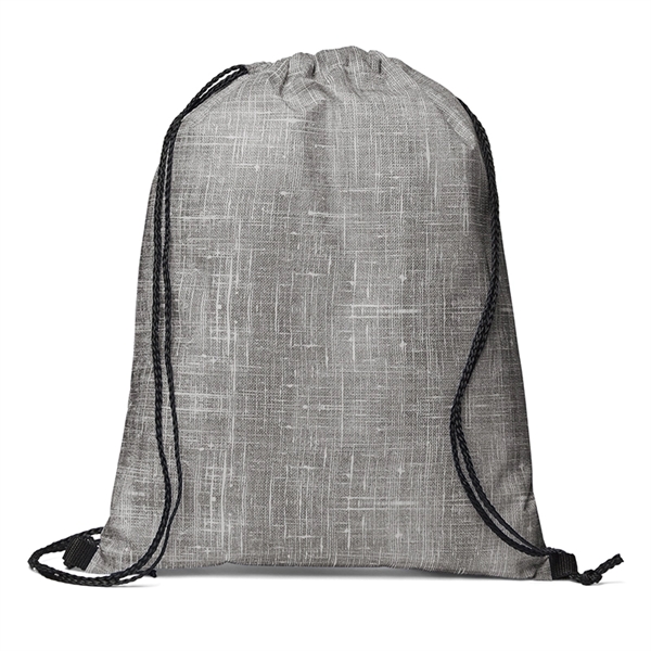 Denim Pattern Non-Woven Drawstring Backpack - Image 2