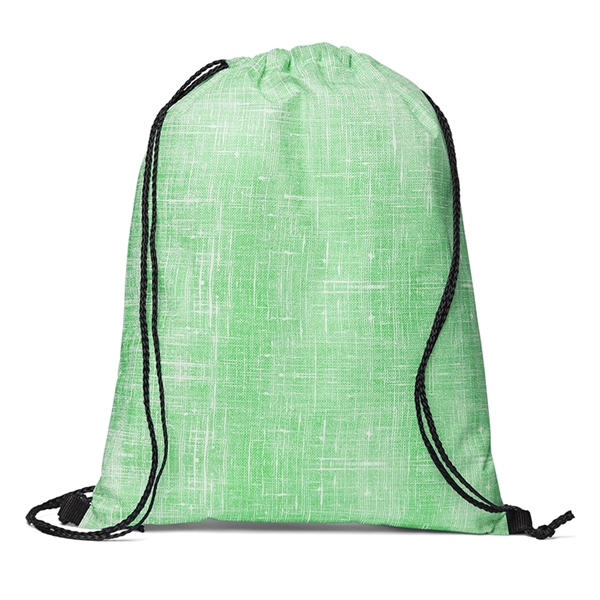 Denim Pattern Non-Woven Drawstring Backpack - Image 4