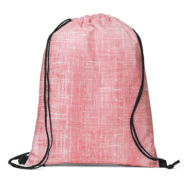 Denim Pattern Non-Woven Drawstring Backpack - Image 5