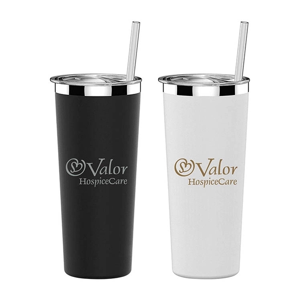22 oz. Double wall tumbler with Straw - Image 1