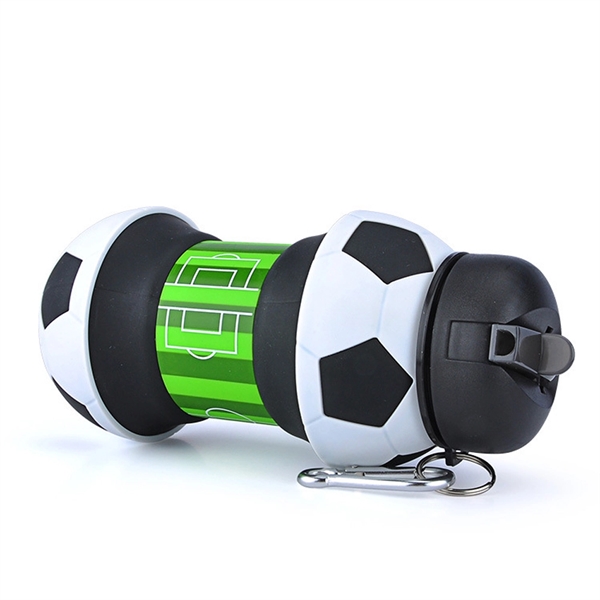 Silicone Sports Water Bottle Collapsible Soccer Design Cup - Image 3